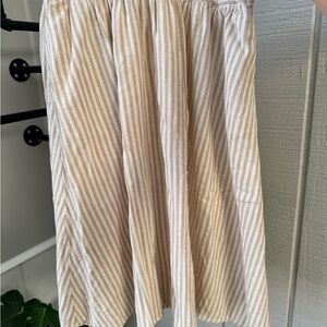 A New Day Striped Beige Midi Skirt